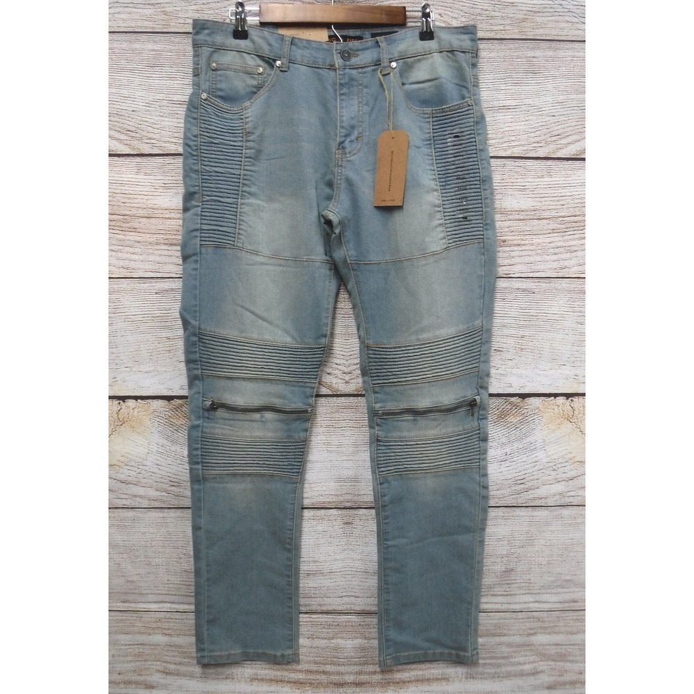 Ring‎ of Fire Jeans Mens 30X30 Treasure Malibu Slim Straight Stretch Moto New